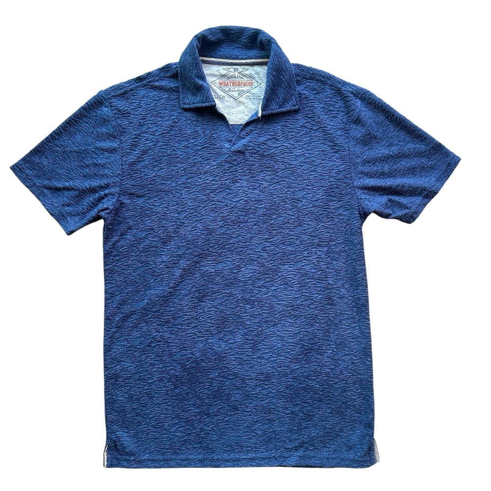 Weatherproof Vintage Naval Academy Polo Shirt‎ Men's S Navy Blue Textured